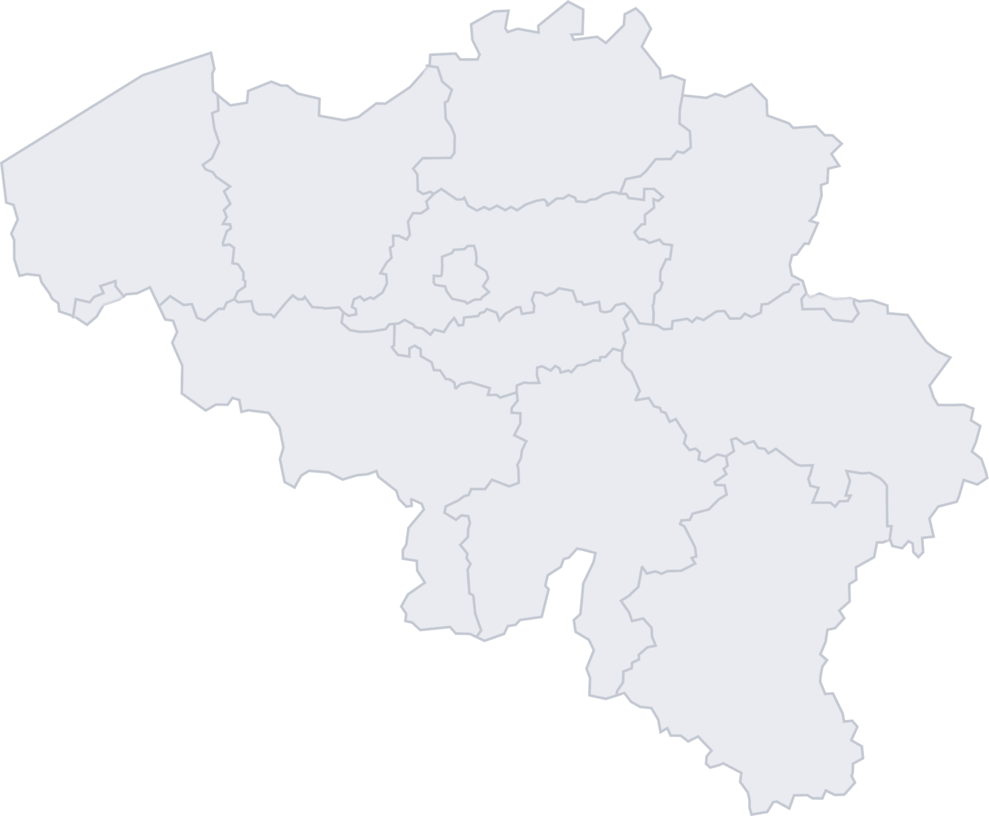 Carte des provinces de Belgique couvertes par le réseau Azimut